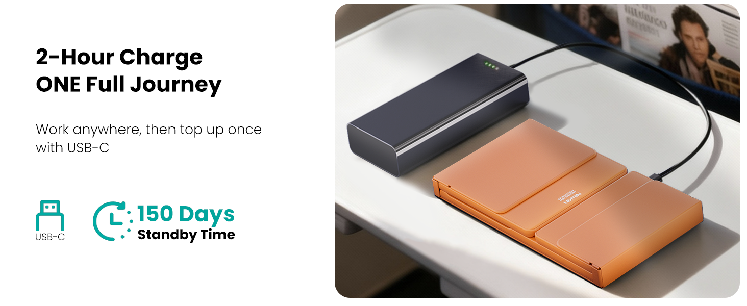 Work anywhere, then top up once with USB-C