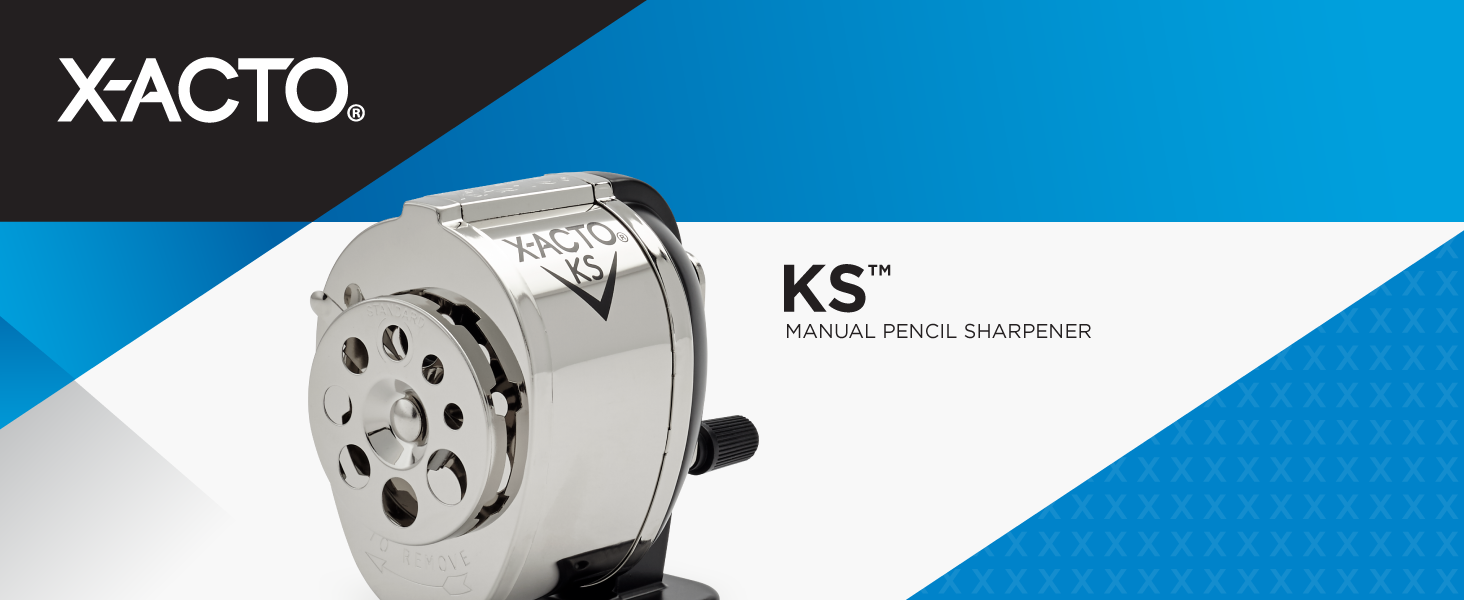 pencil sharpener KS exact classic old school manual classroom silver metal black blue brand lead