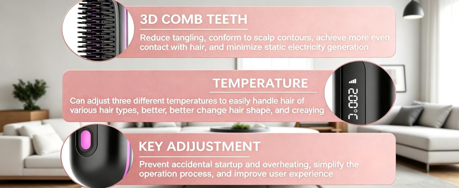 Rechargeable Brush for Straightening and Curling (1Pcs)