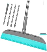 Multifunction Rubber Air Broom, Silicone Floor Squeegee Broom with 59" Long Handle, Scraping Broo...