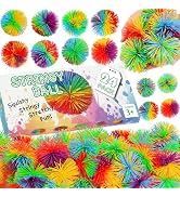 SHQDD 24PCS Stringy Balls, Sensory Stringy Ball, 2.75 inch Soft Rainbow Pom Bouncy, Stocking Stuf...