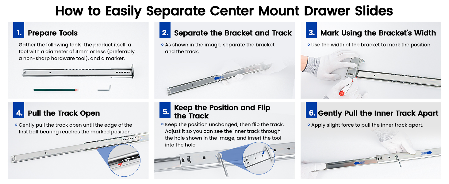 center mount drawer slides