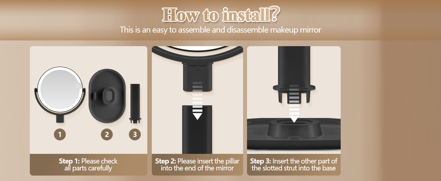 portable makeup mirror with light