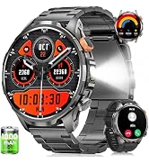 BANLVS Smart Watches for Men, Military Smart Watch with Flashlight/100 Days Battery/Heart Rate/Sl...