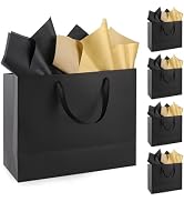Addblu 5 Pack Large Black Gift Bags with Handles - Includes 10 Tissue Papers, 12.6x8.7x4 Inches f...