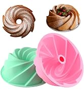 HUAKENER Large Fluted Cake Pan (2 Pack) - Nonstick Fluted Tube Pan, Heritage Bundtlette Cake Sili...