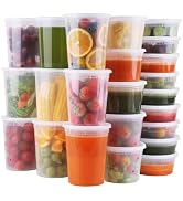 WGCC Deli Containers with Lids 48 Sets- Disposable Soup Containers 8oz, 16oz, 32oz - Plastic Cont...