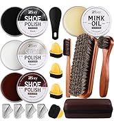 17Pcs Leather Shoe Polish Set Travel Boots Shine Care Kit Horsehair Brushes for Men Him Husband D...