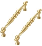 Flybath 2 Pack 5 Inch Cabinet Pulls Brushed Brass Solid Kitchen Cabinet Hardware Handles for Cupb...