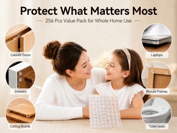 Soft Clear Rubber Cabinet Bumpers, Self Adhesive Sound Dampening Pads