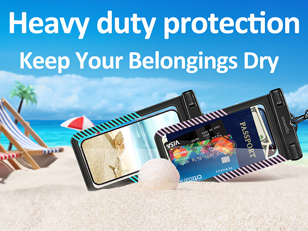 waterproof phone protector pouch iphone water case holder necklace under water park pool Vacation