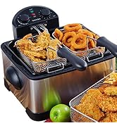 Secura 1700-Watt Stainless-Steel Triple Basket Electric Deep Fryer with Timer Free Extra Odor Fil...