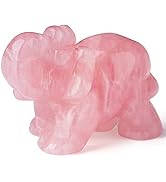 2" Rose Quartz Elephant Decor Healing Crystal Cute Polished Natural Stone Hand-Carved Big Pink Sc...