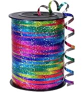 OMISELIO 500 Yard Rainbow Ribbon, Rainbow Curling Ribbon, Metallic Shiny Curling Ribbon for Gift ...