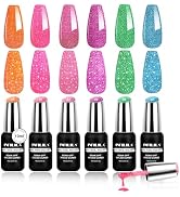 NXJ INFILILA Neon Gel Nail Polish - 10ml Glitter Gel Polish, Summer Gel Nail Polish Set 6 Colors ...