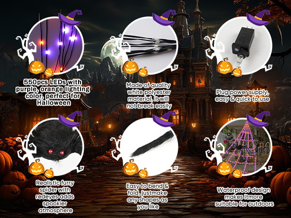 Spider Webs Halloween Decorations Lights