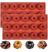 Silicone Swirl Donut Mold, 15-Cavity Mini Spiral Cake Pan, 11.5 x 6.6 inches, 2-Pack, Terra Cotta