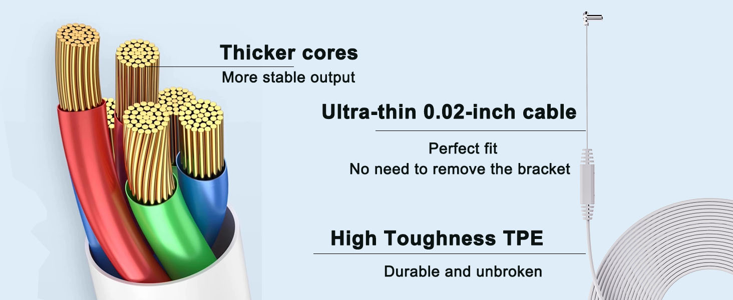 Power Adapter and 24.9ft/7.6m Type-C Power Charging Cable for Ring Battery Doorbell(2024 Release)