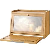 kiplant Bread Box with Cutting Board, Bamboo Bread Box for Kitchen Counter, Bread Storage Contain...