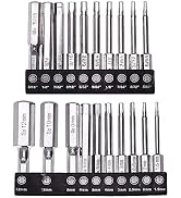 20 Pack Hex Head Allen Wrench Drill Bit Set (10pc Metric & 10pc SAE), Rocaris 1/4" Diameter Quick...