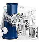 Nexsujo Cheese Grater Hand Crank, Rotary Cheese Shredder with 3 Interchangeable Blades for Coarse...