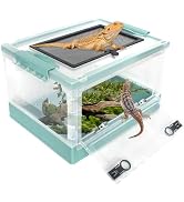 PINVNBY Plastic Reptile Feeding Box with Wheels,Reptiles Breeding Enclosure Cages Transparent Amp...