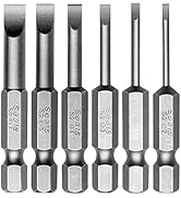 Toolcool 6 Pcs Slotted Screwdriver Bit Set Magnetic Flat Head Bits 2.0-6.0mm S2 Alloy Steel 1/4 I...