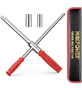 MAXPOWER Lug Wrench, Tire Wrench With 1/2-Inch Drive and 2PCS Standard Sockets (17 mm/19 mm, 21 m...