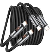 USB C to USB C Cable 240W, 2Pack 6.6FT Type C to C Fast Charging Charger Cord with LED Display, U...