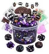 300ml Black Cat Slime with Clay, Dark Purple Clear Slime Kit for Girls Ages 8-12 with 9 Packs Sli...