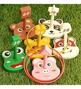 Animal Ring Toss Game Toy Set for Kids, 6 Targets Stands & 36 Rings Combo, Indoor Outdoor Party Y...