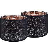 GOSO Black Lamp Shades Set of 2, Drum Lampshades with Laser Drilling Design, Medium Lampshade 13