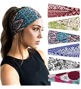 DRESHOW 6 Pack Yoga Sports Headbands for Women Elastic Non-Slip Headbands Running Workout Hair Bands