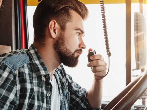 man holding cb handset
