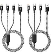 3 in 1 Multiple Charging Cable(2Pack 4Ft), Braided Multi Charger Cord USB C Charging Cable Univer...