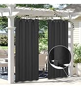 Easy-Going Linen Look Outdoor Curtains Waterproof Windproof Porch Curtains, Soft Thicken Outdoor ...