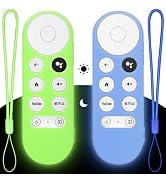 2PC Cover-Case-for-Chromecast-Google-TV-Remote, Glow-in-The-Dark Silicone Sleeve Skin for Google ...