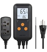 DIGITEN Temperature Controller Dual Outlet Thermostat Heating Cooling | Easy to Use,2-Stage Auto ...