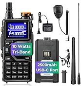 BAOFENG K5PLUS Tri-Band Ham Handheld Radio, UHF VHF 1.25M 10W Two Way Radio Long Range with Airba...