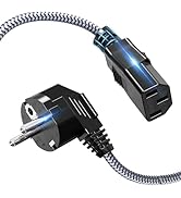 European Power Cord, Goalfish Nylon Braided 90° Angled L-Shaped Europlug Replacement Power Cord (...