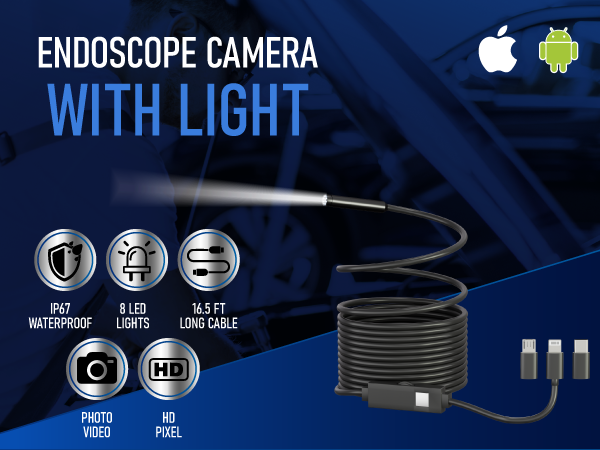 endoscope camera with light