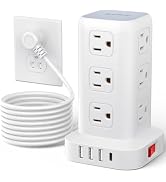 AnnTane Surge Protector Power Strip 10 FT Cord, Power Strip Tower with 4 USB Ports (1USB C), Exte...
