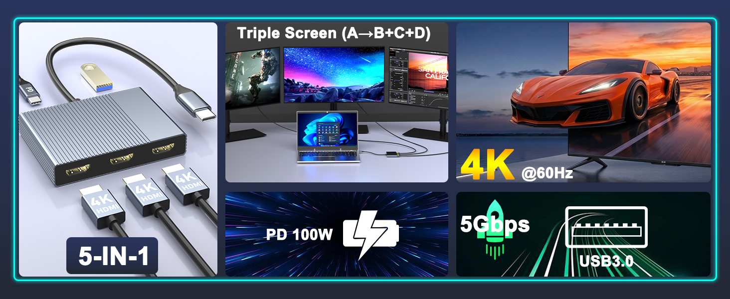 triple monitor docking station