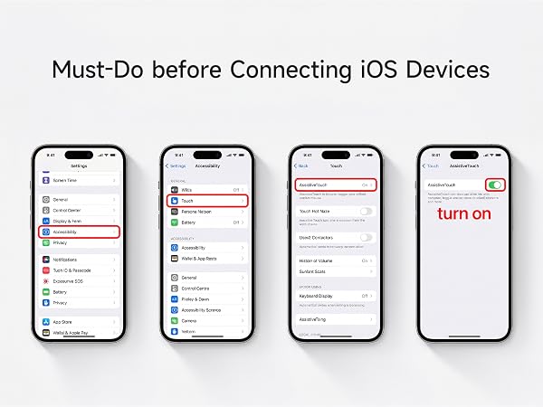 Step-by-step tutorial to turn on AssistiveTouch for iOS pairing with keyboard