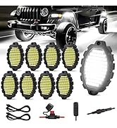 8 Pods Metal Aluminum White Rock Lights with Switch Wiring Harness, 744LEDs Super Bright Underglo...
