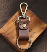 Jack&Chris Genuine Leather Keychain, Small Keychain for Man and Women