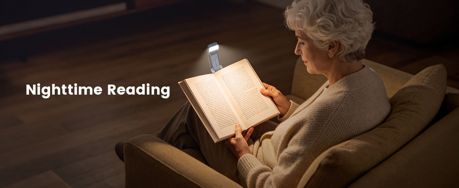 Glocusent 12 LED Book Light,Portable USB-C Reading Lights in Bed Clip on Light