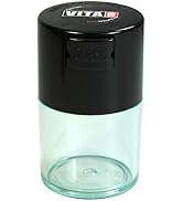 Vitavac - 5g to 20 grams Vacuum Sealed Container - Black Cap & Clear Body