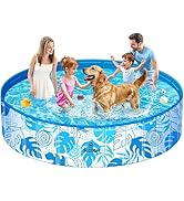SLOOSH Foldable Dog Kiddie Pool - Portable Hard Plastic Kids Baby Doggie Swimming Pool, Anti-Slip...