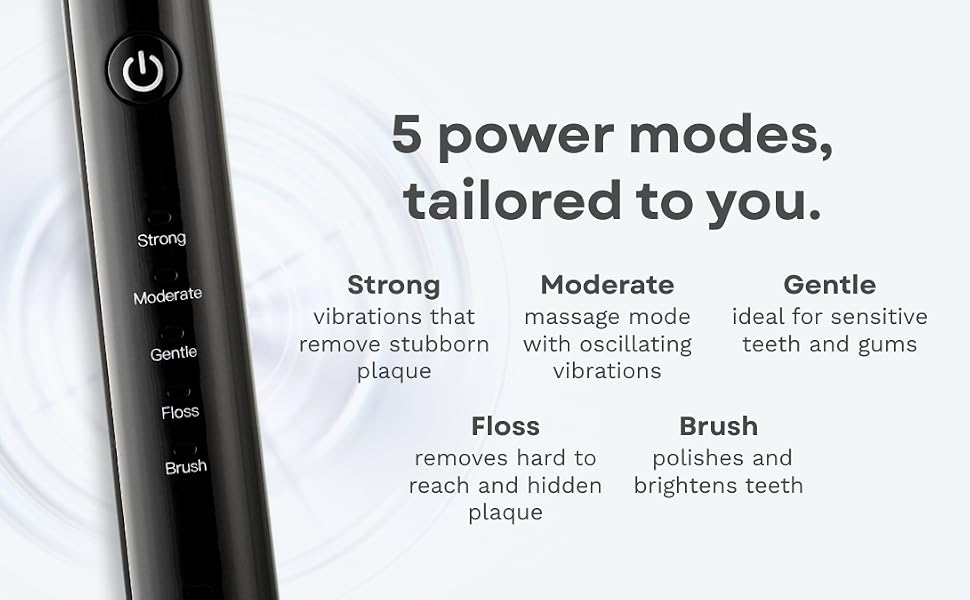 5 brushing modes for personalized cleaning